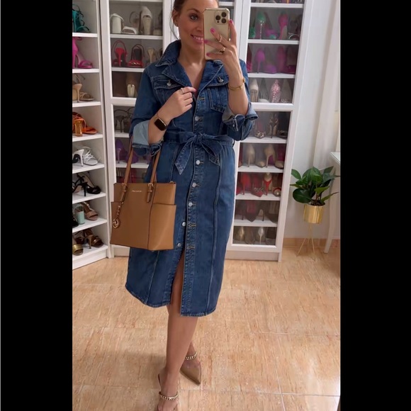 Zara Classic Denim Shirt belted Dress -  Sz Medium - NWT - Picture 16 of 17